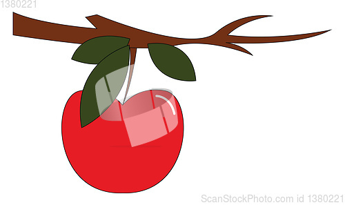 Image of Clipart of an apple fruit hanging from the branch of a tree vect