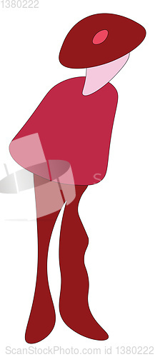 Image of A cartoon character wearing red hat vector or color illustration