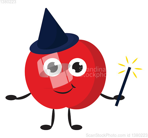 Image of A magic apple with a sparkling magic wand, vector or color illus