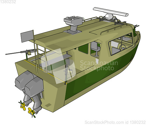 Image of 3D vector illustration on white background of a green military b