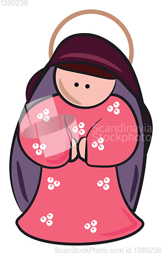 Image of Maria in pink dress vector or color illustration