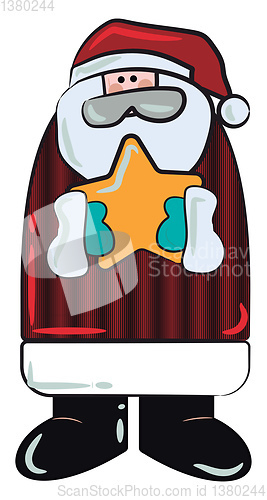 Image of Santa with golden star vector or color illustration