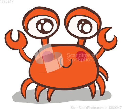 Image of Vector illustration of cute orange smiling crab on white backgro