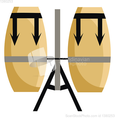 Image of The big brown coloured hand drums vector or color illustration