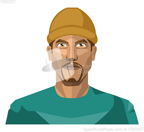 Image of Guy with a goatee beard wearing a brown hat illustration vector 