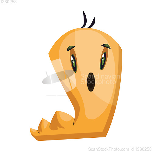 Image of Vector illustration of supprised yellow worm monster character o