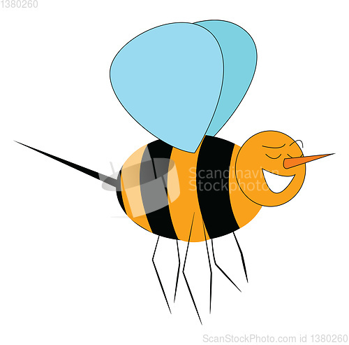 Image of A happy bee flying in the sky vector or color illustration