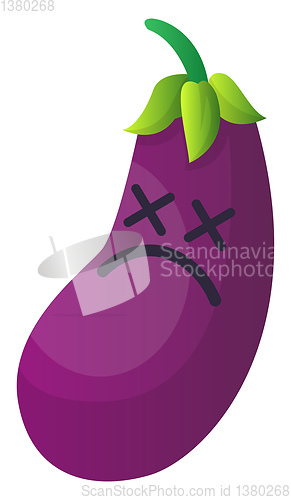 Image of Unconscious cartoon eggplant illustration vector on white backgr