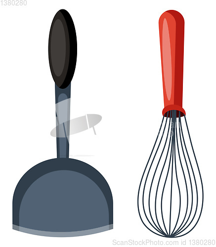 Image of Spatula and a beater vector color illustration.