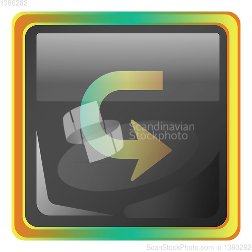 Image of Back  grey square vector icon illustration with yellow and green