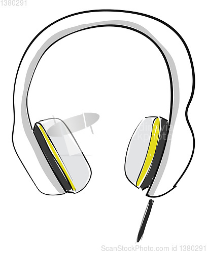 Image of Wired high resolution audio overhead headphones, white, vector o