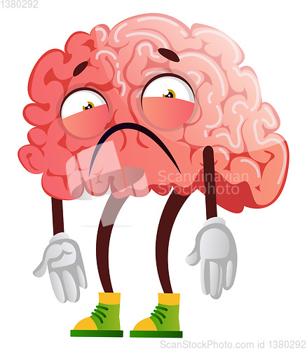 Image of Brain is disappointed, illustration, vector on white background.