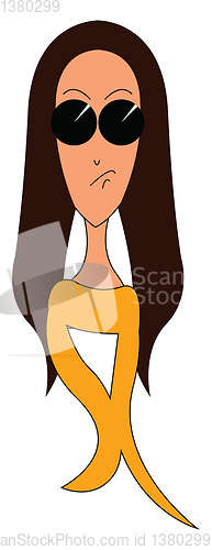 Image of Cartoon girl with black sunglasses vector illustartion on white 