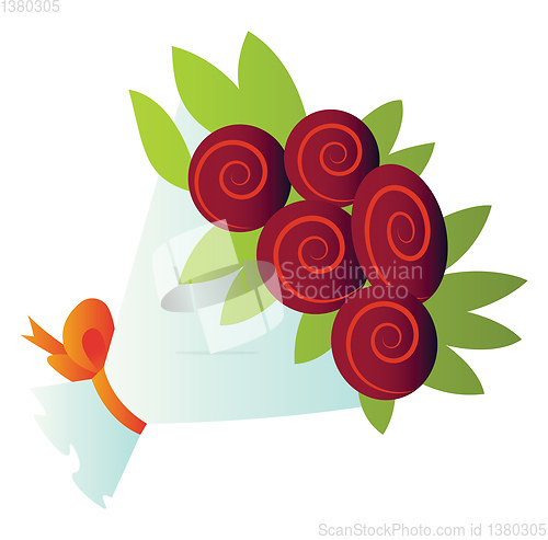 Image of Vector illustration of a boquet of red roses on white background