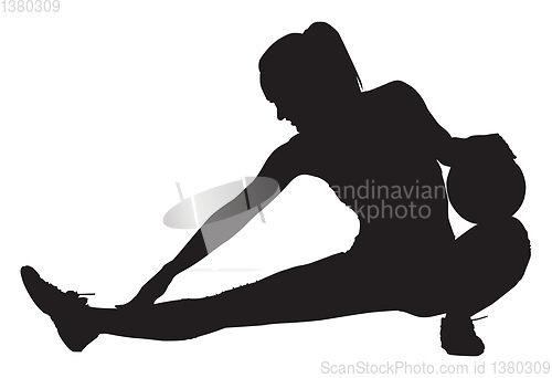 Image of Silhouette of a woman stretches out her right leg, illustration,