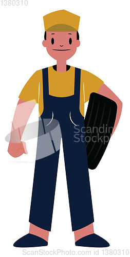 Image of Male mechanist character vector illustration on a white backgrou