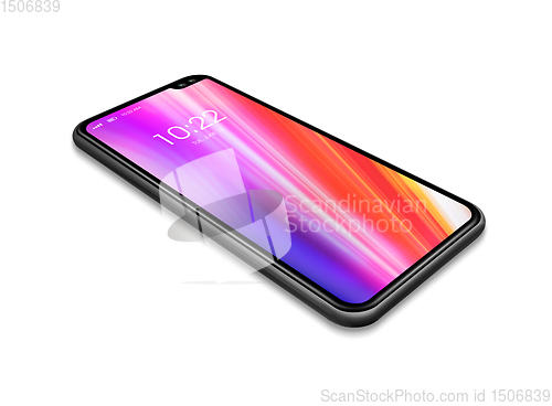 Image of All-screen colorful smartphone mockup isolated on white. 3D rend