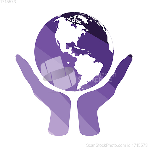 Image of Hands holding planet icon