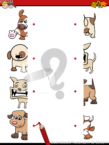 Image of match the dog halves game