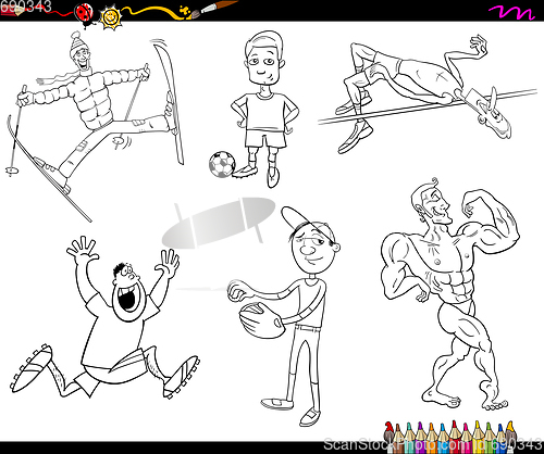 Image of sportsmen cartoon coloring page