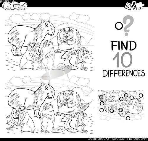 Image of differences game with mammals