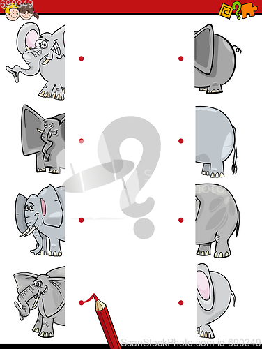 Image of match the elephants halves