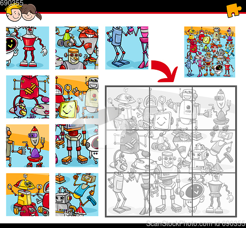 Image of jigsaw puzzle with robots