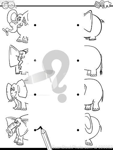 Image of match elephants coloring page