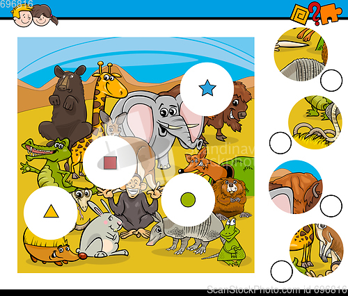 Image of match pieces game with animals