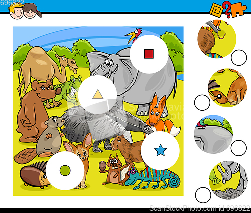 Image of animals match pieces game