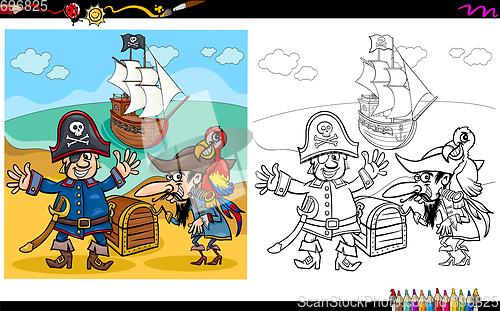 Image of pirates with treasure coloring page