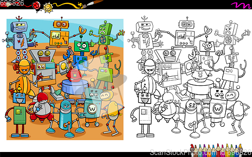 Image of cartoon robots coloring page