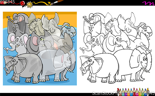 Image of cartoon elephants coloring page