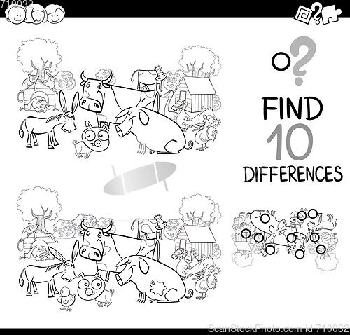 Image of farm animals game for coloring