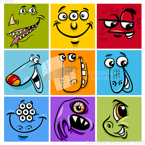 Image of cartoon monster character set