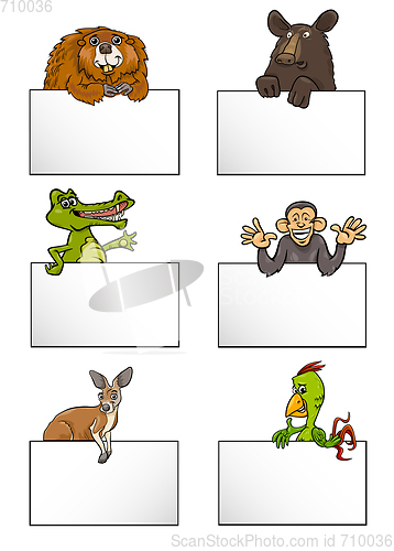 Image of animals with cards cartoon set