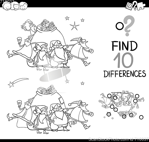 Image of christmas differences coloring page