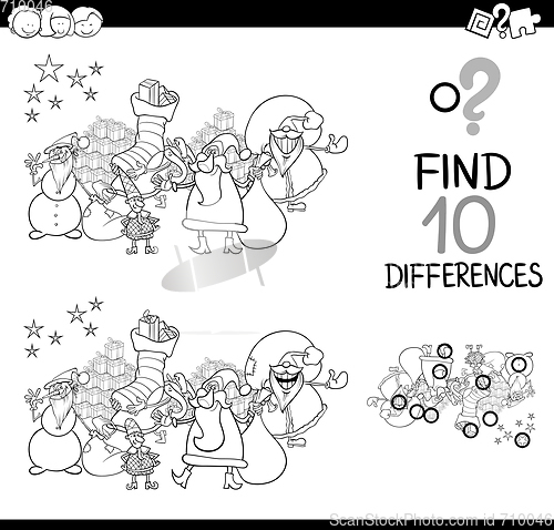 Image of difference game with santa for coloring