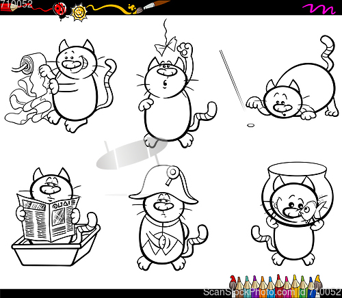 Image of cat characters coloring page