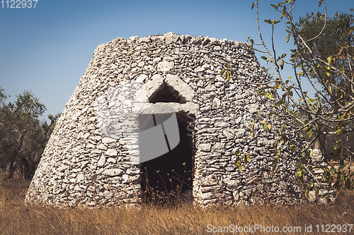 Image of Puglia Region, Italy. Traditional warehouse made of stone