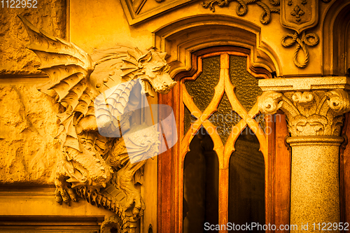 Image of TURIN, ITALY - Dragon on Victory Palace facade 