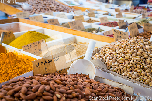 Image of Traditional almonds and pistachios market in South Italy