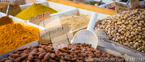 Image of Traditional almonds and pistachios market in South Italy