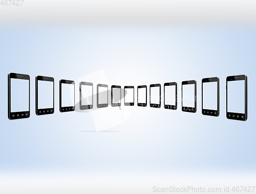 Image of smart-phones transparent on the light gradient background