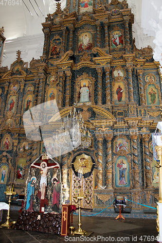 Image of beautiful iconostasis with ancient icons