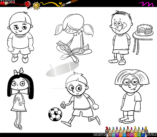 Image of kids characters coloring page