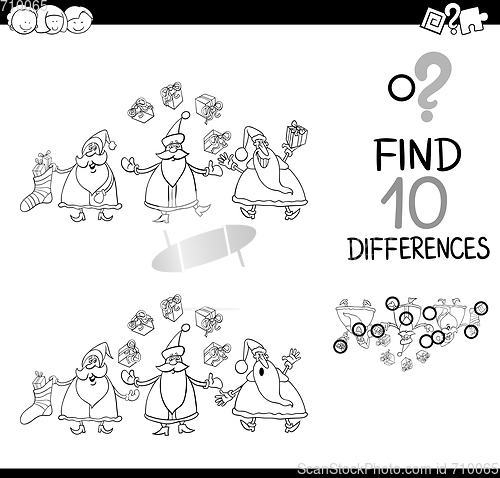 Image of santa difference game for coloring