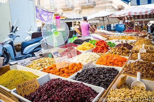 Image of SYRACUSE, ITALY - MAY 04th, 2018: this traditional almonds and p