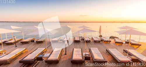 Image of SYRACUSE, ITALY - sunset in front of the sea