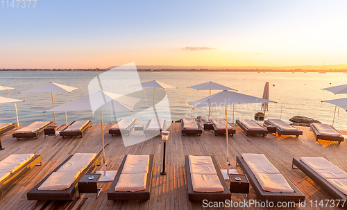 Image of SYRACUSE, ITALY - sunset in front of the sea